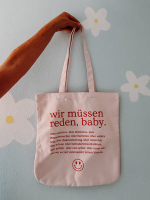 Shopping Bag rosa „wir müssen reden, baby“