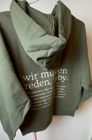 Hoodie khaki "wir müssen reden, baby"